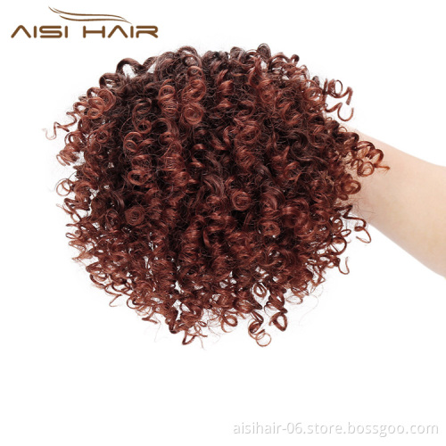Aisi Hair High Puff Afro Curly Wig Ponytail Drawstring Short Afro Kinky Pony Tail Clip In on Synthetic Curly Hair Bun